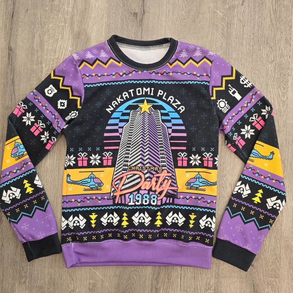 Nakatomi Plaza Die Hard Christmas Party Sweater 1988 style Novelty women's small